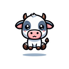 Adorable Standing Cartoon Cow Character