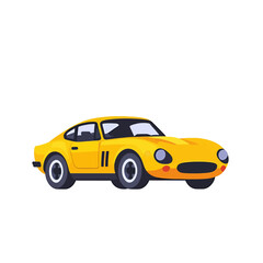Obraz premium Cartoon Yellow Sports Car Illustration For Web Design And Marketing