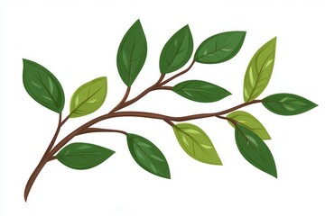 Obraz premium Vibrant green leaves on a branch showcasing natural beauty and fresh foliage