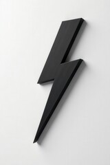 Bold black thunder and lightning bolt icons against pure white , isolated, warning