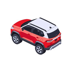 Fototapeta premium Isometric Red Suv Car Illustration For Transportation Or Automobile Marketing