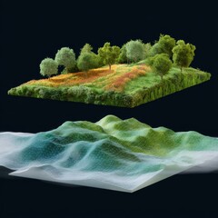 Bioengineered forest clearing with reactive plants nature landscape 3d visualization eco-friendly environment