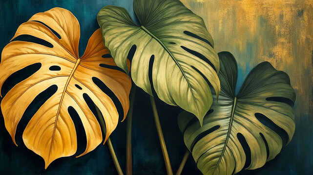 Monstera. Painting on canvas.