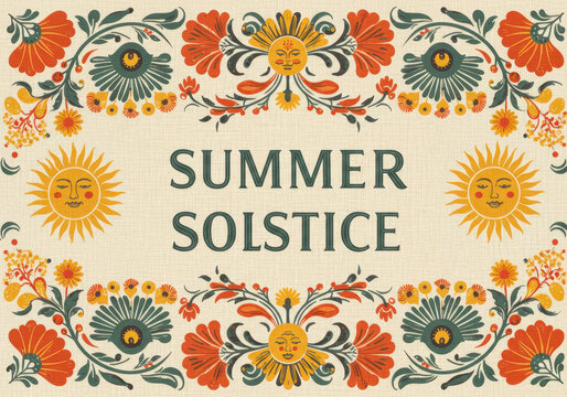 Summer solstice celebration design for invitations and posters