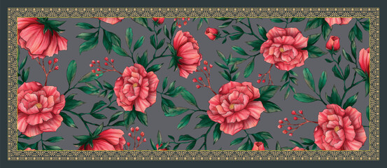 Dupatta Design Vector File Template 