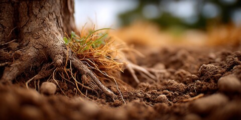 Close-up of tree roots in soil