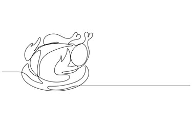Whole Boiled Chicken continuous one line drawing, Whole Boiled Chicken – Minimalist Line Art Illustration,