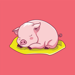 Sleeping Cute Pig 