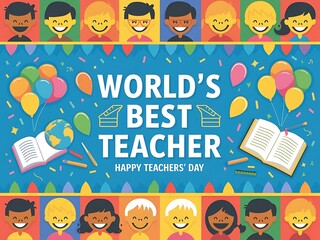 Obraz premium A vibrant horizontal banner celebrating Teachers Day