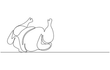 Whole Boiled Chicken continuous one line drawing, Whole Boiled Chicken – Minimalist Line Art Illustration,