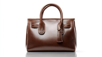 Sophisticated brown leather handbag showcases impeccable craftsmanship detail