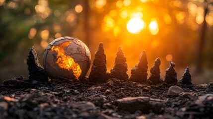 The Earth in Crisis: An evocative image symbolizes global warming and environmental change.