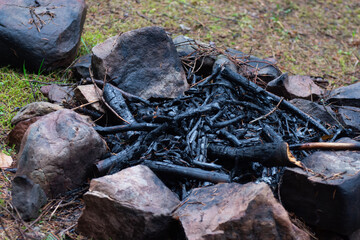 The fire in the tourist camp went out.