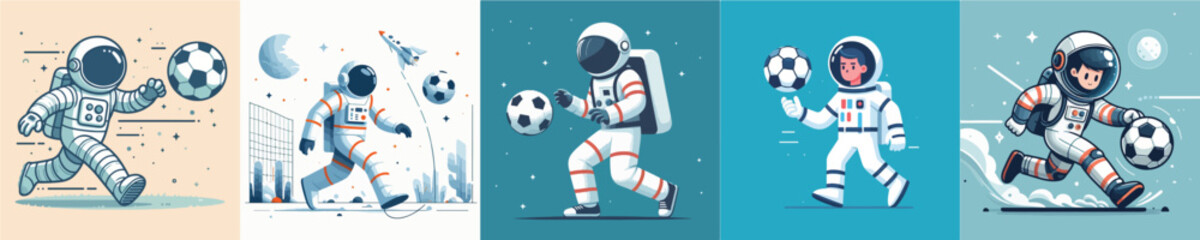 vector of astronauts playing ball