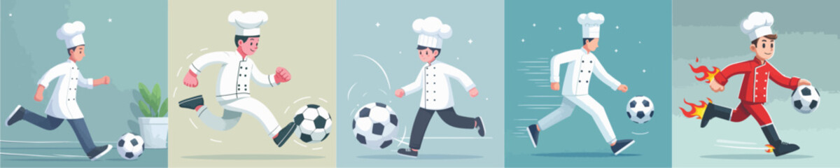 vector of chef playing ball