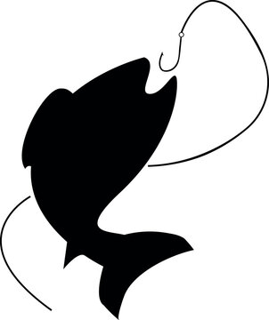 recommend clip art: Fish Silhouette with Fishing Hook Icon