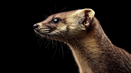 Fototapeta premium Close-up of a weasel with a sleek, shiny coat