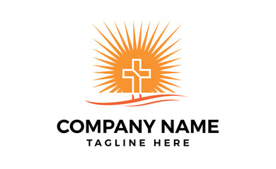 Obraz premium Cross on fire christian church logo Vector icon for christian organizations. Editable Vector design.