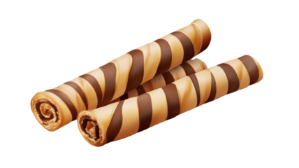 Crispy Brown Striped Wafer Stick Displayed on Clean White Background