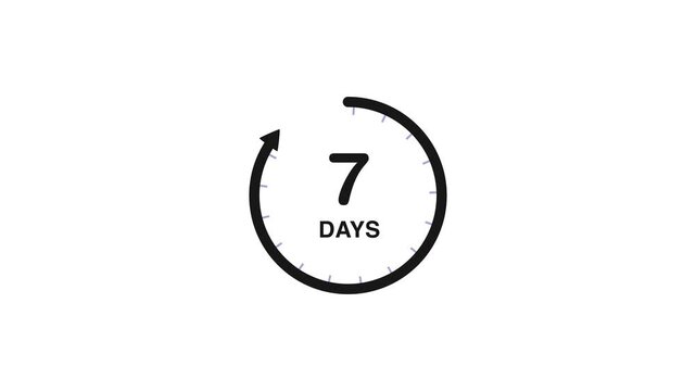 7 days go sale price offer promo deal timer, isolated on background with alpha channel online deal remaining time website symbols 7 days only, 4K Video motion graphic arrow   on light gray background
