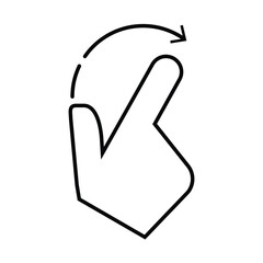 Hand finger swap and drag outline icon. Gesture slide right linear pictogram. Isolated vector illustration.