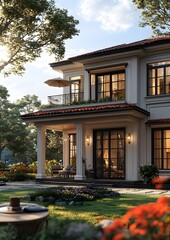 Fototapeta premium real estate marketing image of house interior-exterior hybrid render