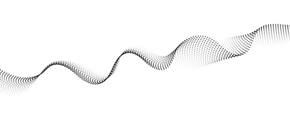 Flowing Dot Wave halftone gradient pattern on transparent background	
