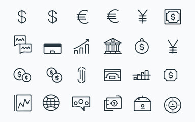 Collection of Modern Line Icons for Business Success Growth and Innovation