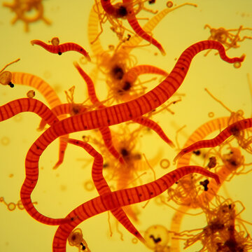 photo of human parasite worms under the microscope