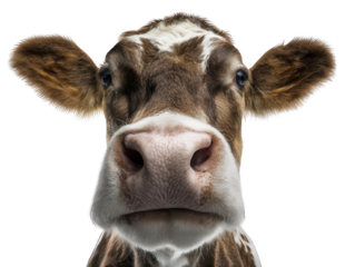Cow Face Close Up in High Detail Transparent Background