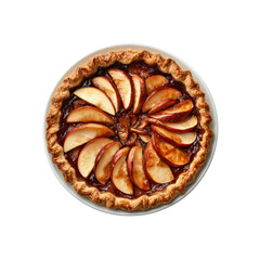 Overhead View of a Delicious Apple Pie with Caramel Glaze