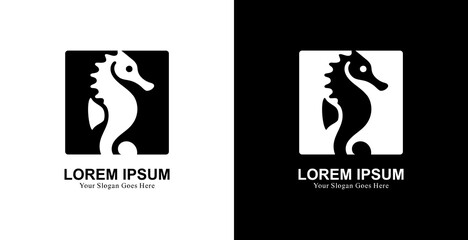 Seahorse logo design combined with square © Yohanes