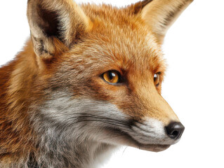 Fototapeta premium Fox Face Close Up in High Detail Transparent Background