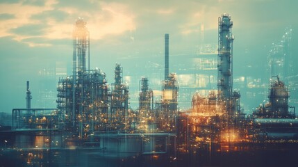 Obraz premium Industrial complex at twilight