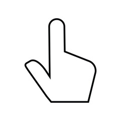 Line art of a hand cursor icon pointing upward, representing digital interaction, clicking, or user interface navigation.