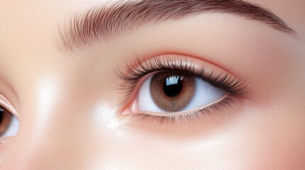 Obraz premium young face with bare skin, dewy and unretouched, natural light, soft background, realistic skin texture