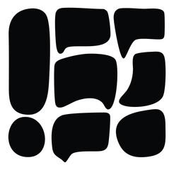 Set of Black Vintage Frame or Cartouches For Badges In Ornate Classical Curved And Rounded Symmetrical