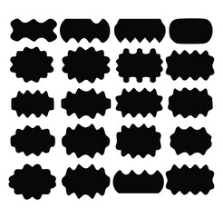 Set of Black Vintage Frame or Cartouches For Badges In Ornate Classical Curved And Rounded Symmetrical