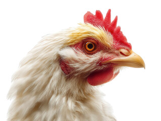 Realistic Close Up Portrait of a Chicken with Transparent Background