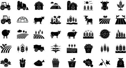 Farming and Agriculture Icon Set &ndash; Essential Rural and Agricultural Graphics
