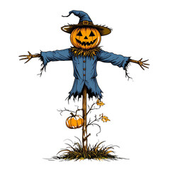 halloween pumpkin with witch hat