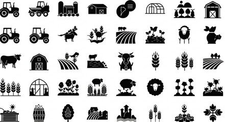 Farming and Agriculture Icon Set &ndash; Essential Rural and Agricultural Graphics