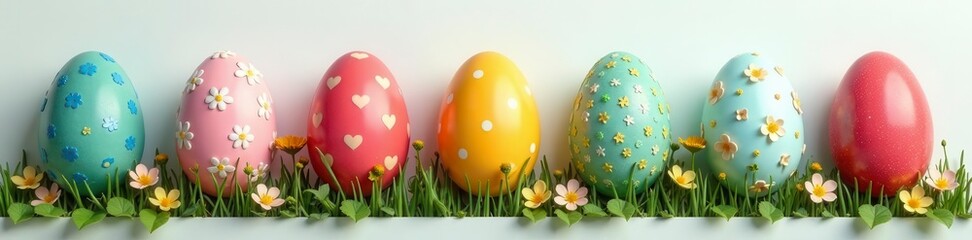 Variety of egg shapes & colors, natural & decorated, colorful, multiple