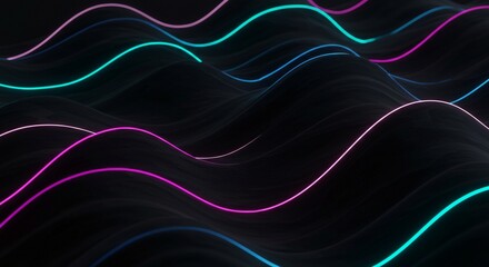 Dark-themed 3D wave patterns with subtle glowing neon edges for a tech-inspired look