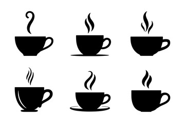 Coffee cup silhouette set hot drink vector design