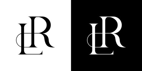 RL / LR initial letter logo design. L and R monogram. Modern, minimalist & elegant logotype. Editable vectors, isolated on white & black backgrounds. 