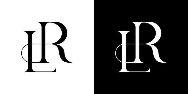 RL / LR initial letter logo design. L and R monogram. Modern, minimalist & elegant logotype. Editable vectors, isolated on white & black backgrounds. 