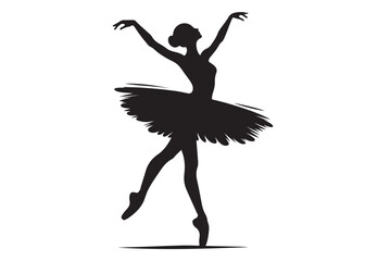 Obraz premium ballet dancer logo silhouette vector, ballet silhouette ballerina logo icon silhouette, ballet jumping dancer female dancer action pose black silhouette isolated on white background.