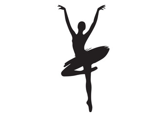 ballet dancer logo silhouette vector, ballet silhouette ballerina logo icon silhouette, ballet jumping dancer female dancer action pose black silhouette isolated on white background.