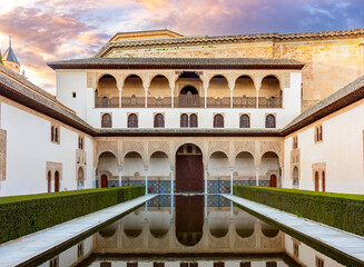 Fototapeta premium Court of Myrtles in Nasrid palace of Alhambra, Granada, Spain